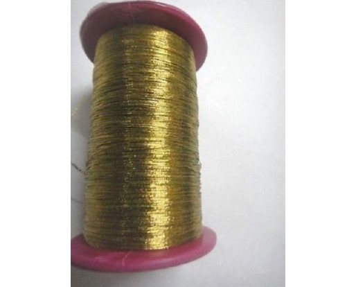 ANTIQUE LIGHT GOLD - Spool of Shiny Metallic Thread Yarn - For Crochet Sewing Embroidery Handwork Artwork Jewelry